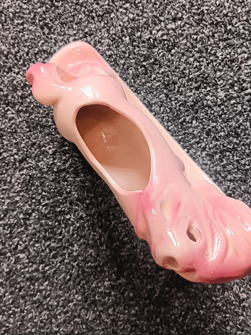 50s Pink Ceramic Rocking Horse Planter Vintage Whimsy Home Decor Cottagecore